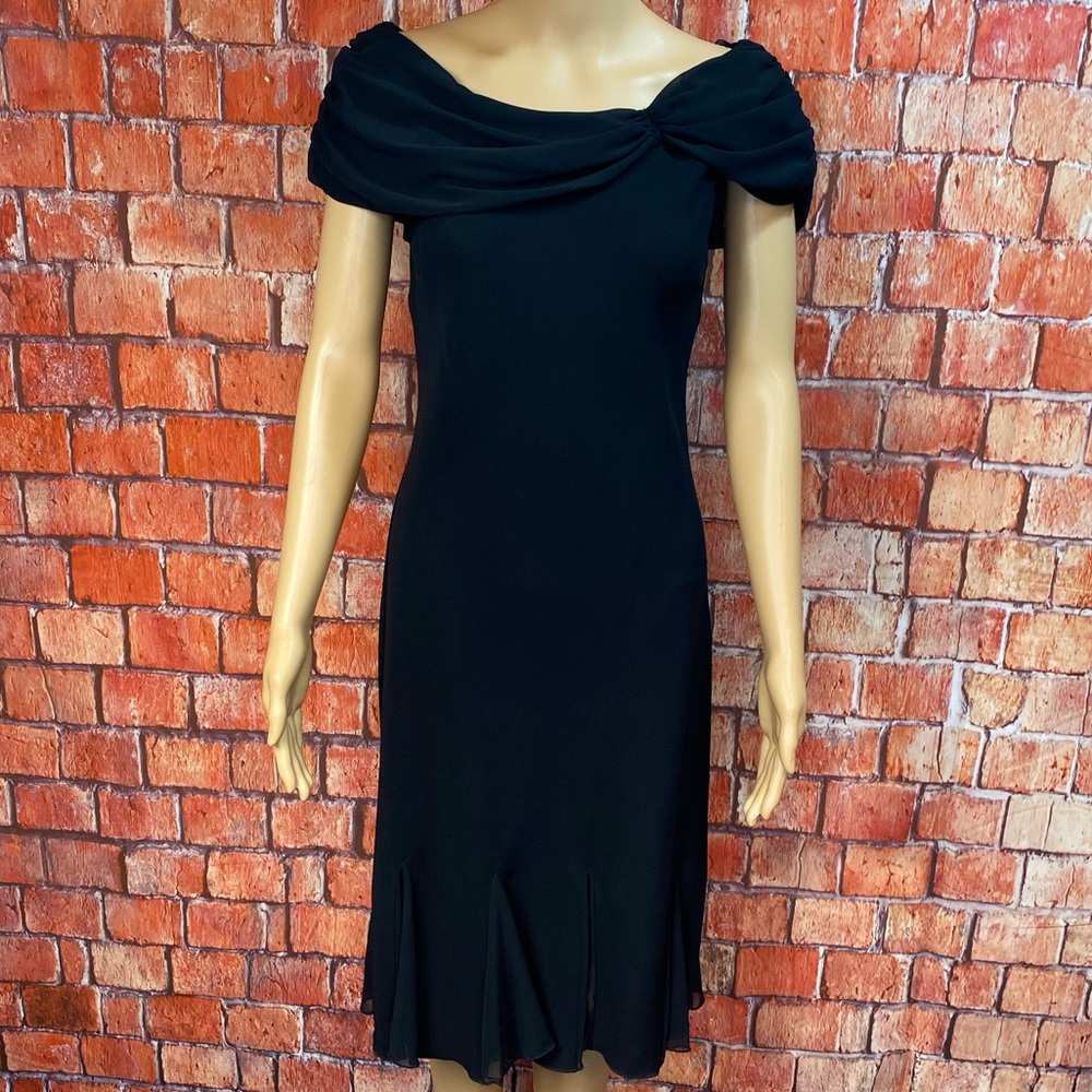 Vintage S.L.‎ Fashions Black Midi Evening Dress